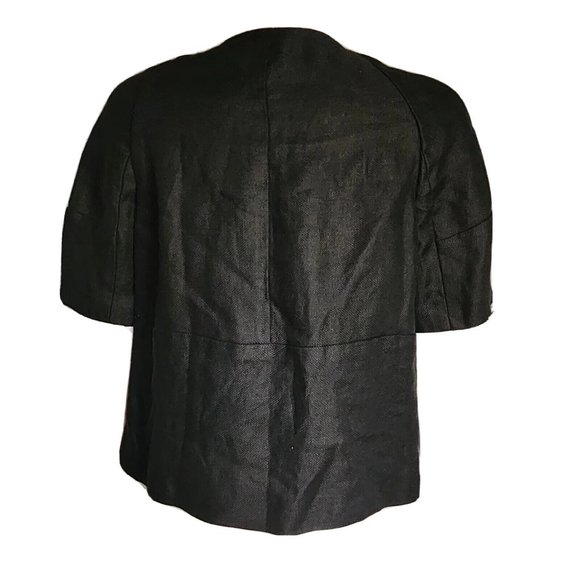 PRINGLE of SCOTLAND Solid Black Linen Short Sleeve Cardigan Womens UK 10 US 6 - Picture 3 of 7